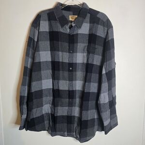 Foundry Black And Grey Flannel Button Down 2xl
